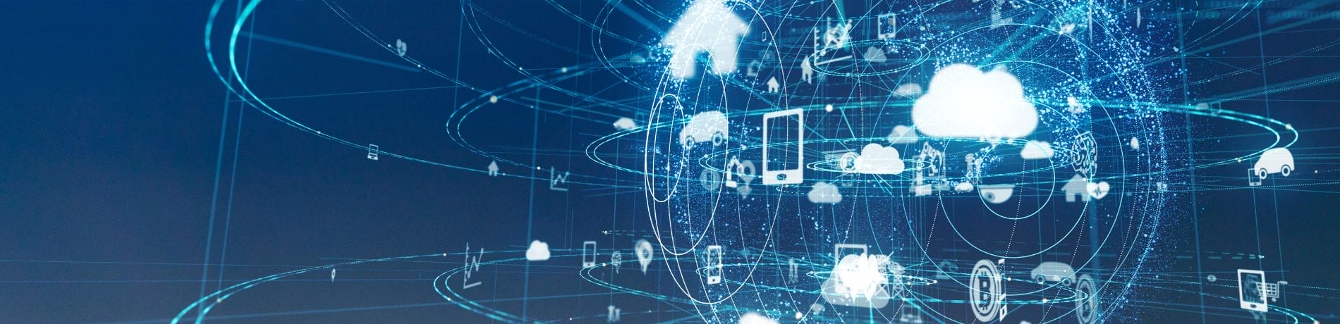 Decorative image showing globe and various technology.