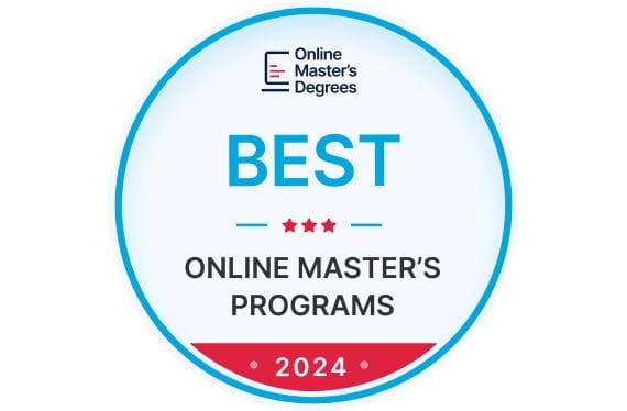 Badge reading top best online master's program by Online Master's Degree (OMS).